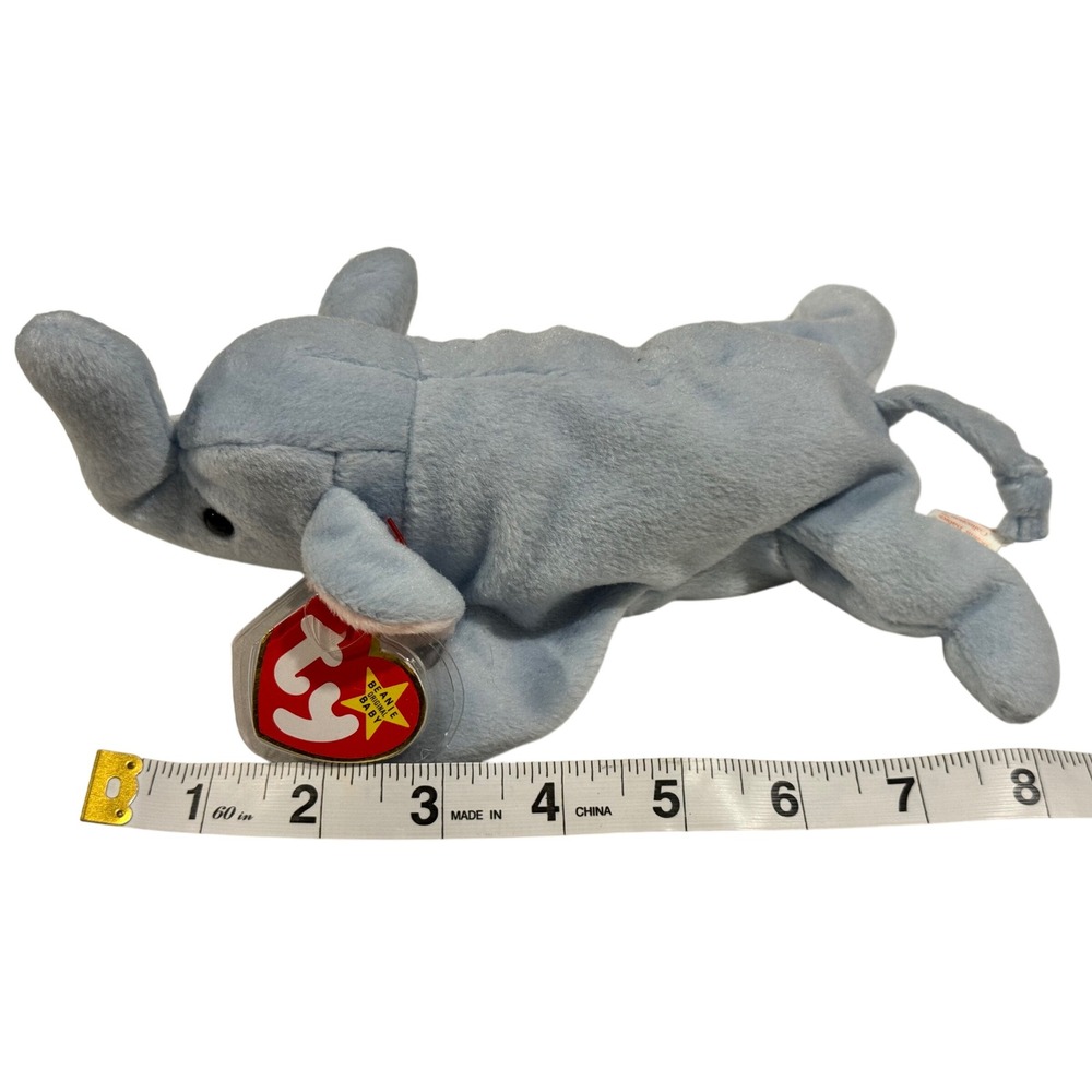 Ty Beanie Baby Peanut Light Blue Elephant Plush 1995 Vintage Heart Tag 9 Inch